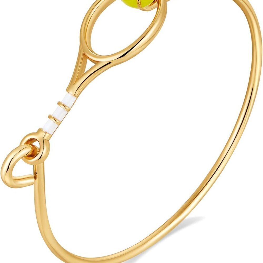 18K Gold Plated Tennis Racket & Ball Bracelet for Women Dainty Jewelry